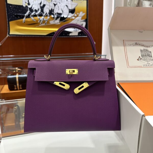 wsxc1787763489279_1 Old Cobbler Kelly Epsom Leather Anemone Purple Gold Hardware 28cm Full Handmade