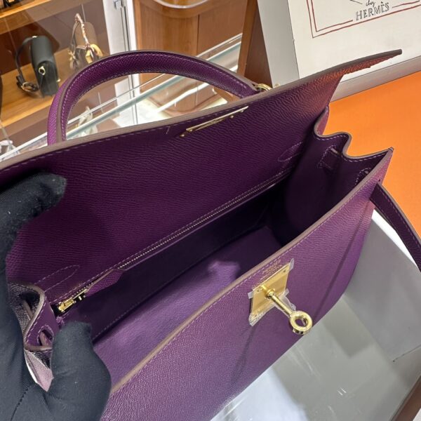 wsxc1787763489279_7 Old Cobbler Kelly Epsom Leather Anemone Purple Gold Hardware 28cm Full Handmade