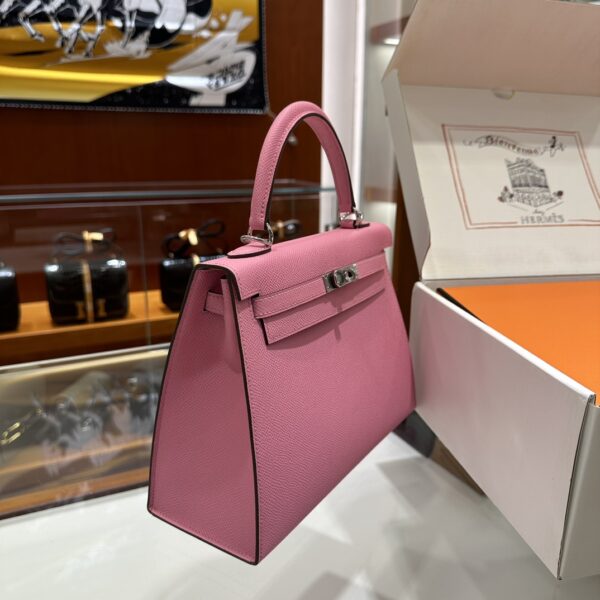 Old Cobbler Kelly Epsom Leather Sakura Pink Silver Hardware 25cm Full Handmade