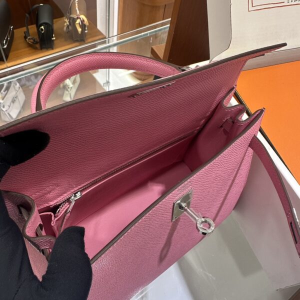 Old Cobbler Kelly Epsom Leather Sakura Pink Silver Hardware 25cm Full Handmade