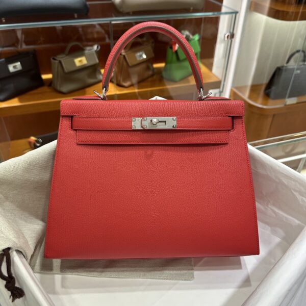 wsxc1790587069228_0-1 Old Cobbler Kelly Chevre Leather Q5 Chinese Red Silver Hardware 28cm Full Handmade