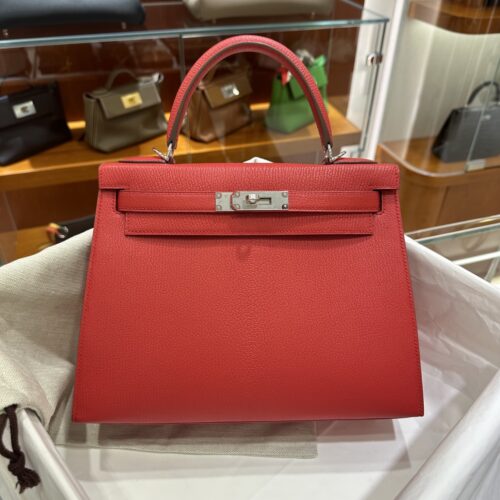 wsxc1790587069228_0 Old Cobbler Kelly Chevre Leather Q5 Chinese Red Silver Hardware 28cm Full Handmade
