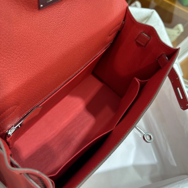 wsxc1790587069229_5 Old Cobbler Kelly Chevre Leather Q5 Chinese Red Silver Hardware 28cm Full Handmade