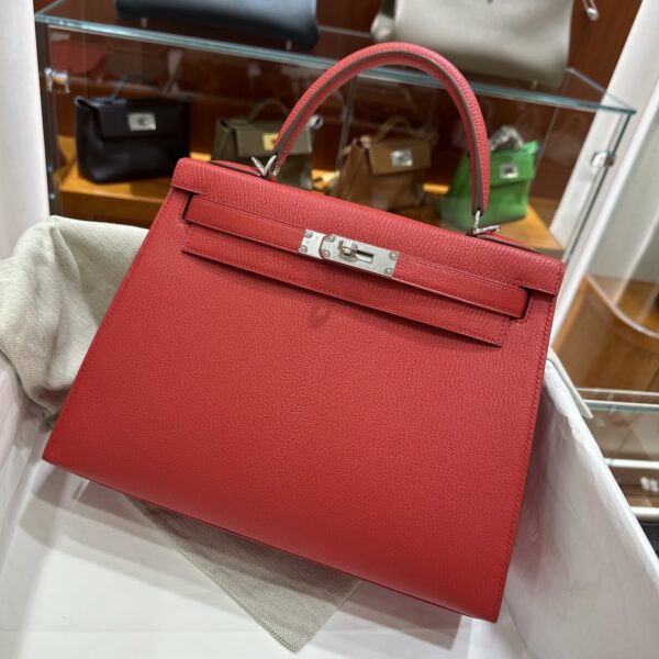 wsxc1790587069479_12 Old Cobbler Kelly Chevre Leather Q5 Chinese Red Silver Hardware 28cm Full Handmade