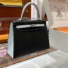 Old Cobbler Kelly Chevre Leather Black & Light Blue Silver Hardware 25cm Full Handmade