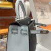 Old Cobbler Kelly Chevre Leather Black & Light Blue Silver Hardware 25cm Full Handmade