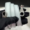 Old Cobbler Kelly Chevre Leather Black & Light Blue Silver Hardware 25cm Full Handmade