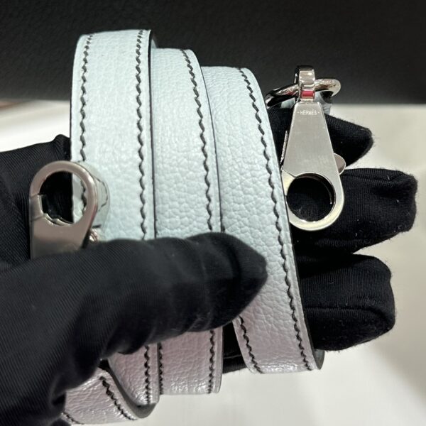 Old Cobbler Kelly Chevre Leather Black & Light Blue Silver Hardware 25cm Full Handmade