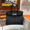 wsxc1790587151773_0 Old Cobbler Birkin Chevre Leather CK89 Black & Blue Silver Hardware 30cm Full Handmade