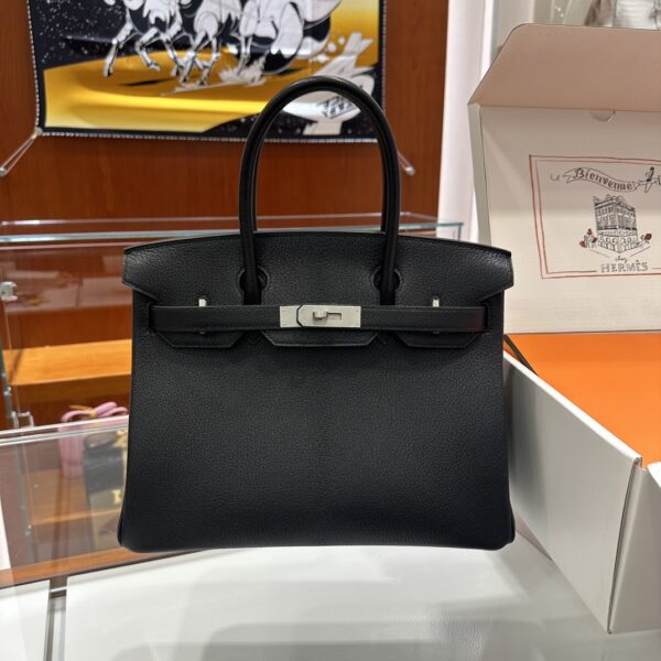 wsxc1790587151773_0 Old Cobbler Birkin Chevre Leather CK89 Black & Blue Silver Hardware 30cm Full Handmade