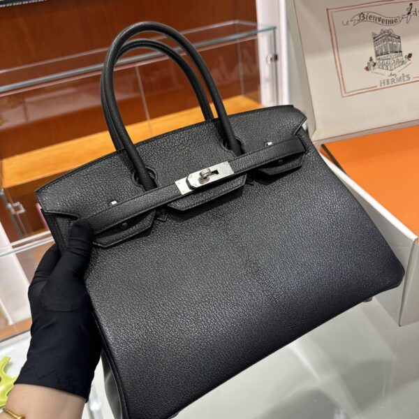wsxc1790587151773_2 Old Cobbler Birkin Chevre Leather CK89 Black & Blue Silver Hardware 30cm Full Handmade