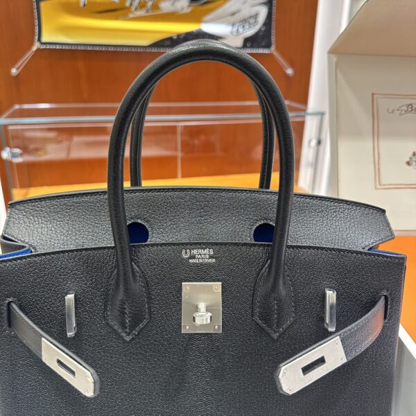 wsxc1790587151773_3 Old Cobbler Birkin Chevre Leather CK89 Black & Blue Silver Hardware 30cm Full Handmade