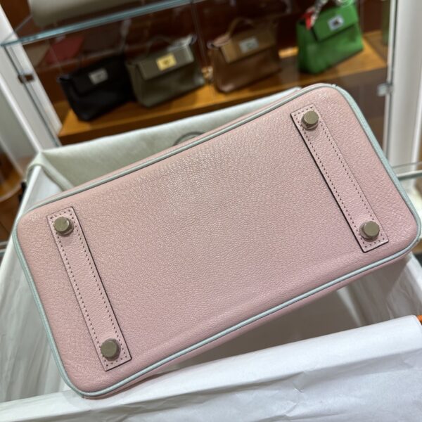 wsxc1790587176292_2 Old Cobbler Birkin Chevre Leather Sakura Pink & Light Blue Silver Hardware 25cm Full Handmade