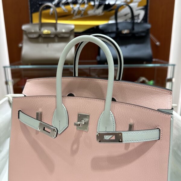 wsxc1790587176292_3 Old Cobbler Birkin Chevre Leather Sakura Pink & Light Blue Silver Hardware 25cm Full Handmade