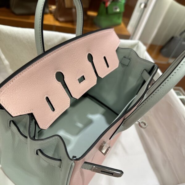 wsxc1790587176292_4 Old Cobbler Birkin Chevre Leather Sakura Pink & Light Blue Silver Hardware 25cm Full Handmade