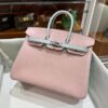 wsxc1790587176292_6 Old Cobbler Birkin Chevre Leather Sakura Pink & Light Blue Silver Hardware 25cm Full Handmade
