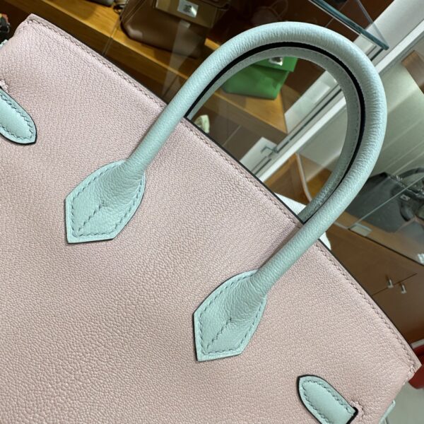wsxc1790587176292_7 Old Cobbler Birkin Chevre Leather Sakura Pink & Light Blue Silver Hardware 25cm Full Handmade