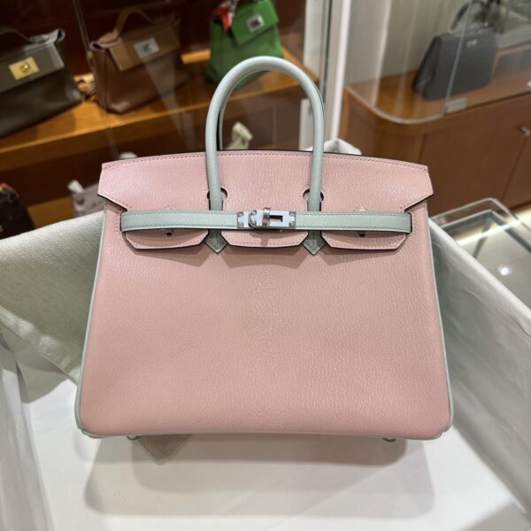 wsxc1790587176292_9 Old Cobbler Birkin Chevre Leather Sakura Pink & Light Blue Silver Hardware 25cm Full Handmade