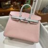 wsxc1790587176410_12 Old Cobbler Birkin Chevre Leather Sakura Pink & Light Blue Silver Hardware 25cm Full Handmade