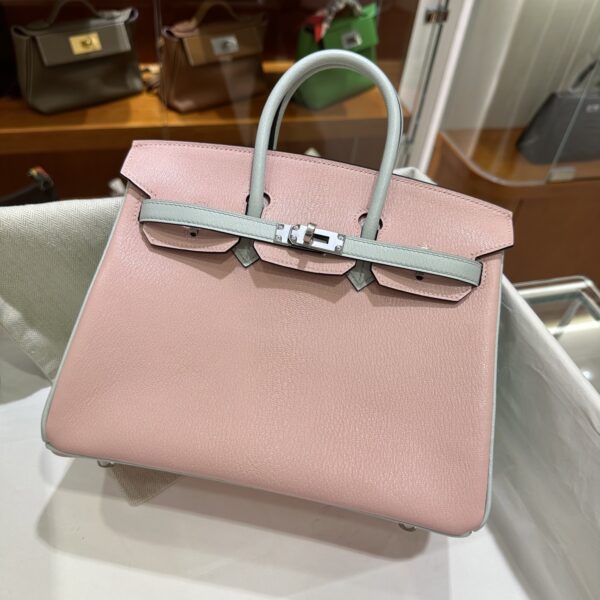 wsxc1790587176410_12 Old Cobbler Birkin Chevre Leather Sakura Pink & Light Blue Silver Hardware 25cm Full Handmade