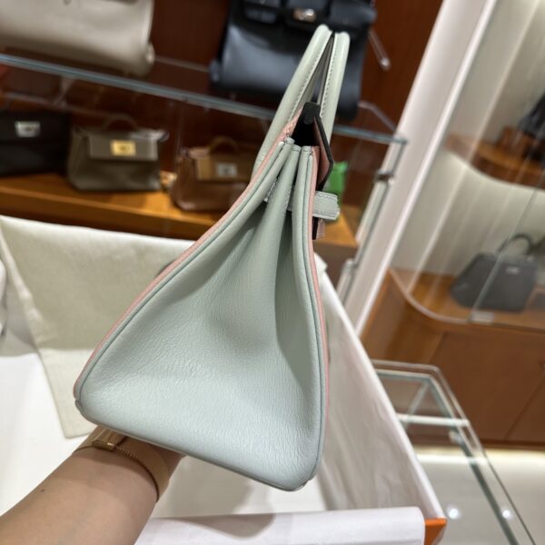 wsxc1790587176503_13 Old Cobbler Birkin Chevre Leather Sakura Pink & Light Blue Silver Hardware 25cm Full Handmade