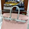 wsxc1790587176533_15 Old Cobbler Birkin Chevre Leather Sakura Pink & Light Blue Silver Hardware 25cm Full Handmade