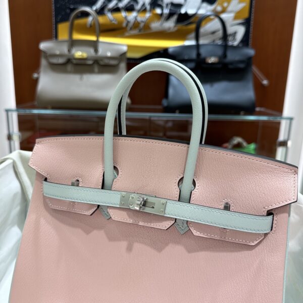 wsxc1790587176533_15 Old Cobbler Birkin Chevre Leather Sakura Pink & Light Blue Silver Hardware 25cm Full Handmade