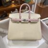 wsxc1790587202813_0 Old Cobbler Birkin Chevre Leather Cream White & Sakura Pink Silver Hardware 25cm Full Handmade