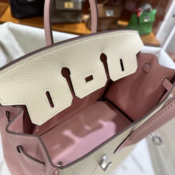 wsxc1790587202813_10 Old Cobbler Birkin Chevre Leather Cream White & Sakura Pink Silver Hardware 25cm Full Handmade