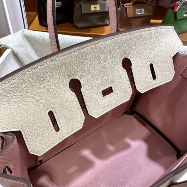 wsxc1790587202813_4 Old Cobbler Birkin Chevre Leather Cream White & Sakura Pink Silver Hardware 25cm Full Handmade