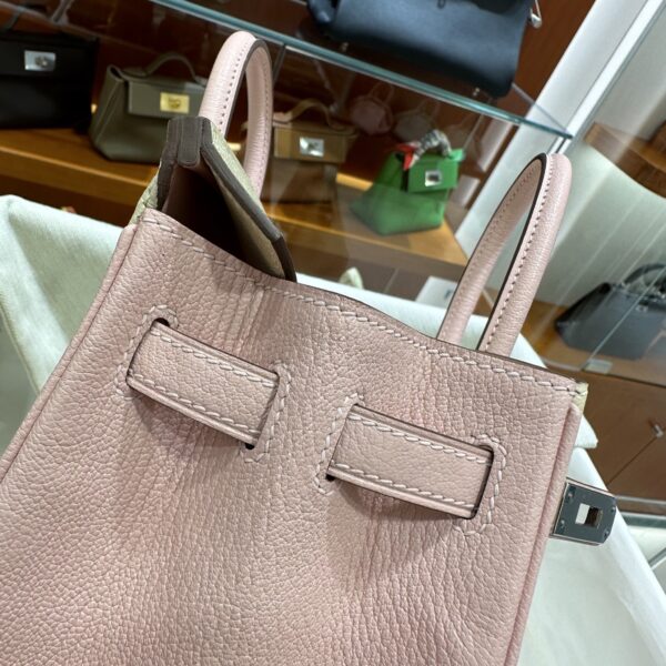 wsxc1790587202813_5 Old Cobbler Birkin Chevre Leather Cream White & Sakura Pink Silver Hardware 25cm Full Handmade