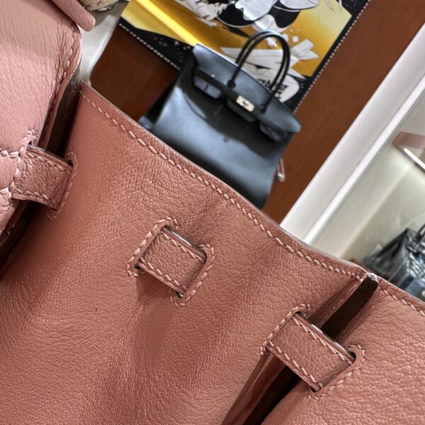 wsxc1790587203332_17 Old Cobbler Birkin Chevre Leather Cream White & Sakura Pink Silver Hardware 25cm Full Handmade