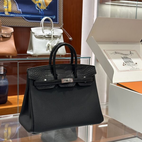 wsxc1792079064758_0-1 Old Cobbler Birkin Touch Togo & Matte Alligator Crocodile CK89 Black Silver Hardware 25cm Full Handmade