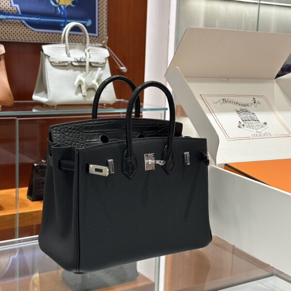 wsxc1792079064758_1 Old Cobbler Birkin Touch Togo & Matte Alligator Crocodile CK89 Black Silver Hardware 25cm Full Handmade