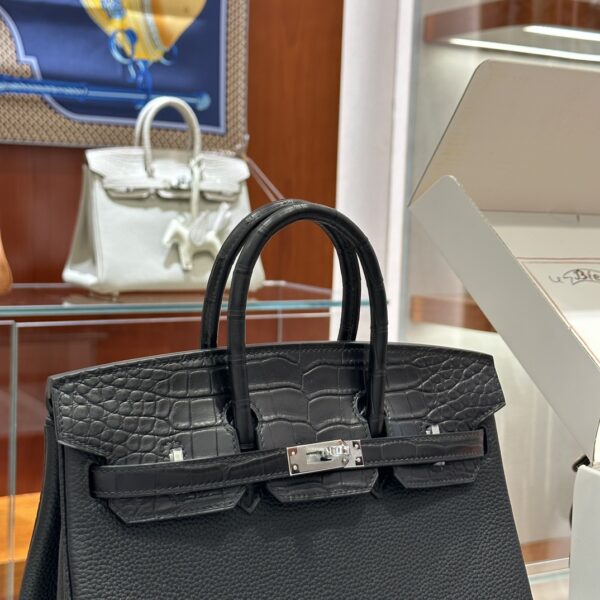 wsxc1792079064758_2 Old Cobbler Birkin Touch Togo & Matte Alligator Crocodile CK89 Black Silver Hardware 25cm Full Handmade