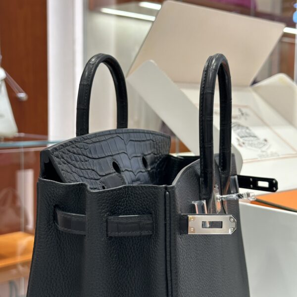 wsxc1792079064758_5 Old Cobbler Birkin Touch Togo & Matte Alligator Crocodile CK89 Black Silver Hardware 25cm Full Handmade