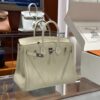 wsxc1792079098114_1-1 Old Cobbler Birkin Touch Togo & Matte Alligator Crocodile Cream White Silver Hardware 25cm Full Handmade