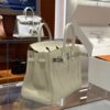 wsxc1792079098114_2 Old Cobbler Birkin Touch Togo & Matte Alligator Crocodile Cream White Silver Hardware 25cm Full Handmade
