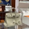 wsxc1792079098115_0 Old Cobbler Birkin Touch Togo & Matte Alligator Crocodile Cream White Silver Hardware 25cm Full Handmade
