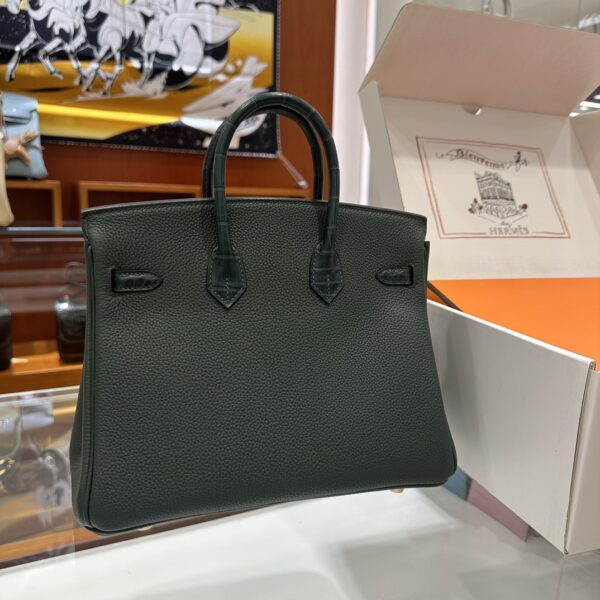 Old Cobbler Birkin Touch Togo & Matte Alligator Crocodile Cypress Green Gold Hardware 25cm Full Handmade