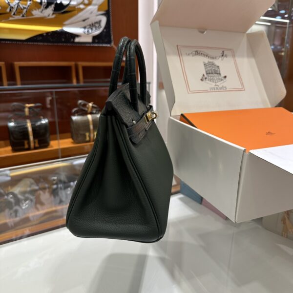 Old Cobbler Birkin Touch Togo & Matte Alligator Crocodile Cypress Green Gold Hardware 25cm Full Handmade