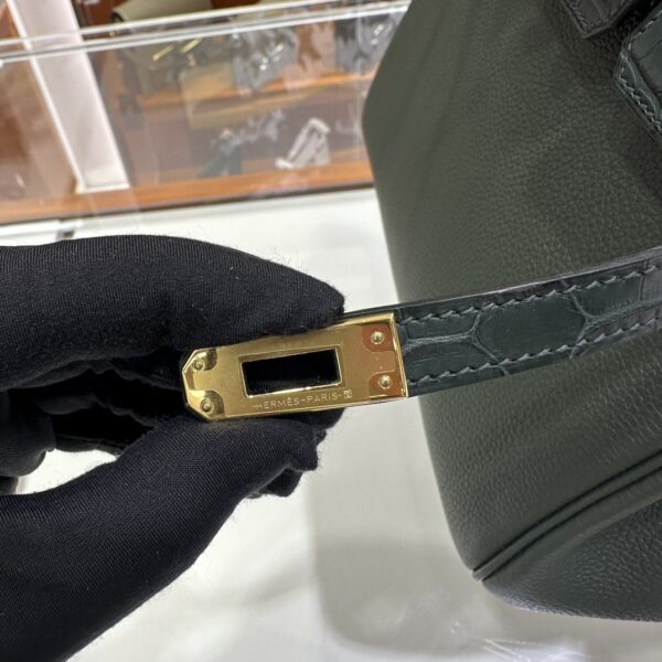 Old Cobbler Birkin Touch Togo & Matte Alligator Crocodile Cypress Green Gold Hardware 25cm Full Handmade