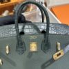 Old Cobbler Birkin Touch Togo & Matte Alligator Crocodile Cypress Green Gold Hardware 25cm Full Handmade