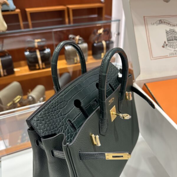 Old Cobbler Birkin Touch Togo & Matte Alligator Crocodile Cypress Green Gold Hardware 25cm Full Handmade