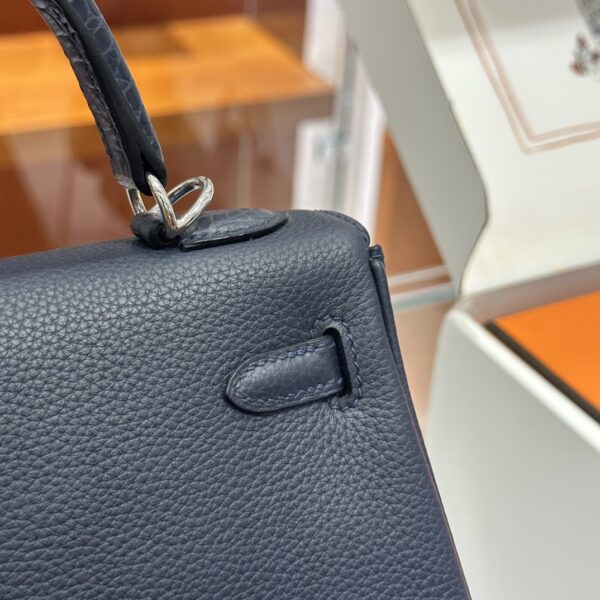 wsxc1792487160940_2 Old Cobbler Kelly Touch Togo & Matte Crocodile Deep Blue Silver Hardware 25cm Full Handmade