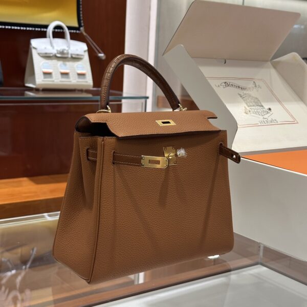 wsxc1792487175125_3 Old Cobbler Kelly Touch Togo & Matte Crocodile Golden Brown Gold Hardware 25cm Full Handmade