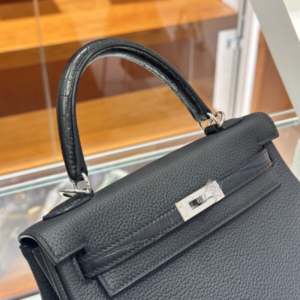 wsxc1792487192436_2 Old Cobbler Kelly Touch Togo & Matte Crocodile CK89 Black Silver Hardware 25cm Full Handmade